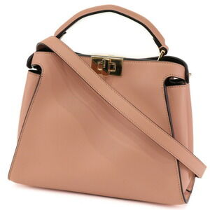 Fendi Peekaboo Essentially Handbag Shoulder Bag Pink Leather